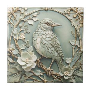 Art Nouveau Faux Alivio Direto Starling Bird Sage