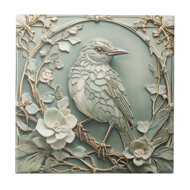 Art Nouveau Faux Alivio Direto Starling Bird Sage (Frente)