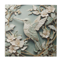 Art Nouveau Faux Alivio Esquerdo Hummingbird Bird