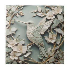 Art Nouveau Faux Alivio Esquerdo Hummingbird Bird