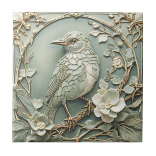 Art Nouveau Faux Alivio Esquerdo Starling Bird Sag