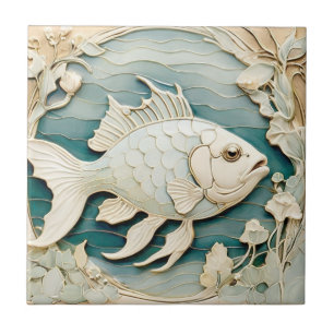 Art Nouveau Faux Alivio Fish Sea  Direito Náutico