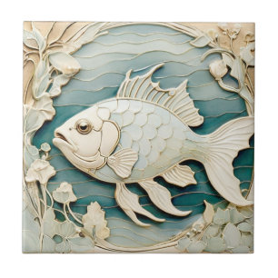 Art Nouveau Faux Alivio Fish Sea Ocean Náutico