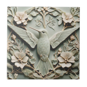 Art Nouveau Faux Alivio Hummingbird Bird Floral