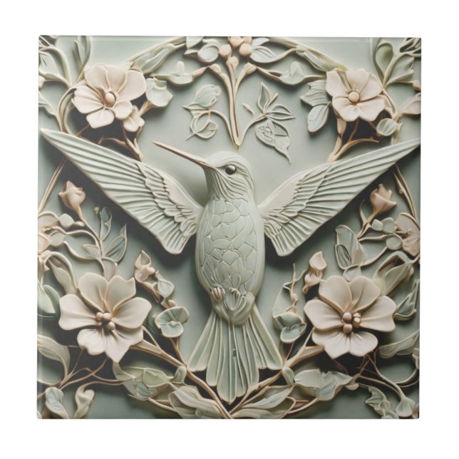 Art Nouveau Faux Alivio Hummingbird Bird Floral (Frente)