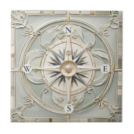 Art Nouveau Faux Alivio Náutico Compass Rosa