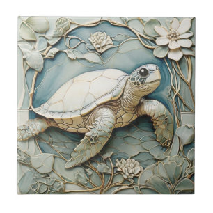 Art Nouveau Faux Alivio Ocean Turtle Direita