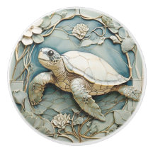 Art Nouveau Faux Alivio Ocean Turtle Esquerda