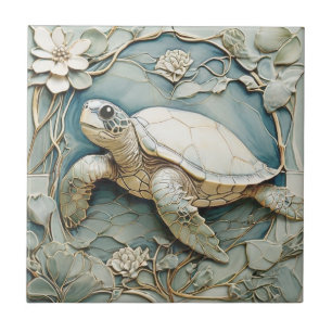 Art Nouveau Faux Alivio Ocean Turtle Esquerda