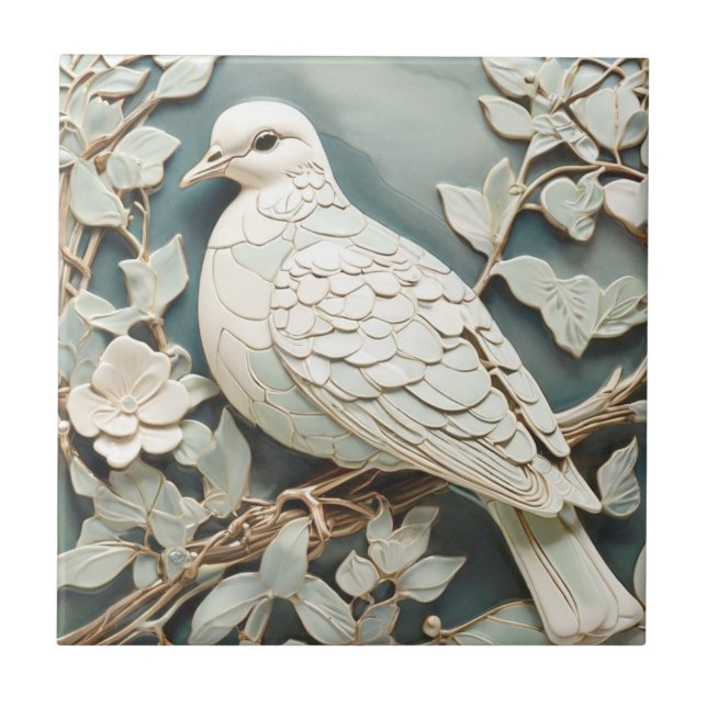 Art Nouveau Faux Alivio Pigeon Dove Bird Mint (Frente)