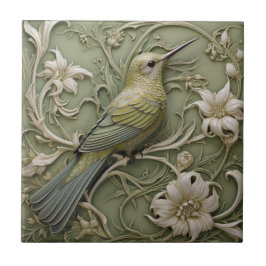 Art Nouveau Faux Alivio Sage Green Hummingbird