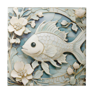 Art Nouveau Faux Alivio Sea Ocean Fish Deixado vir
