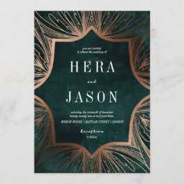Art Nouveau faux bronze e convite verde escuro