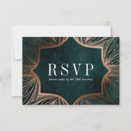 Art Nouveau faux gold Wedding RSVP Card,