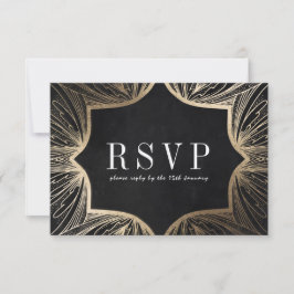 Art Nouveau faux gold Wedding RSVP Card,