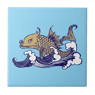 Art Nouveau Fish in Wave by Arthur Rackham