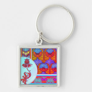 Art nouveau floral chaveiro