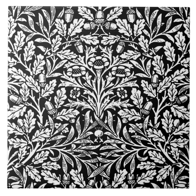 Art Nouveau Floral Damask, Black and White (Frente)