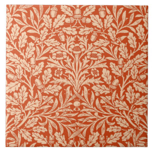 Art Nouveau Floral Damask, Mandarin Orange