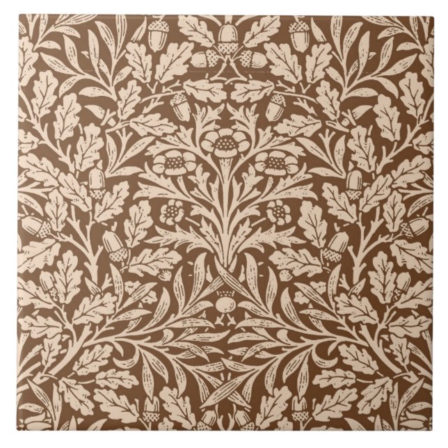 Art Nouveau Floral Damask, Taupe e Beige Cerami (Frente)