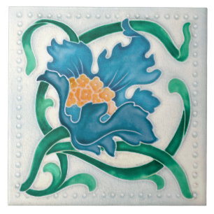 Art Nouveau Floral Majolica Faux Alivio