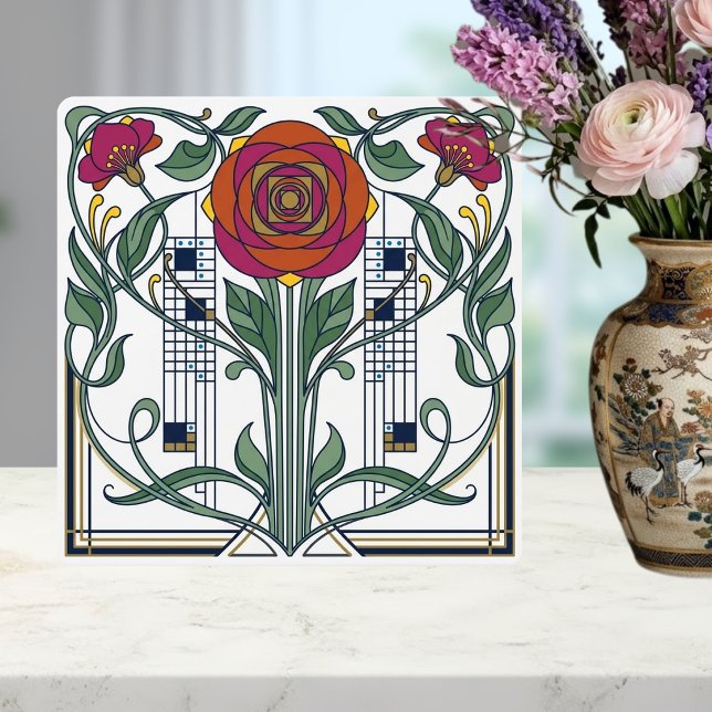 Art Nouveau Floral Rose Geometric Art Design (Criador carregado)