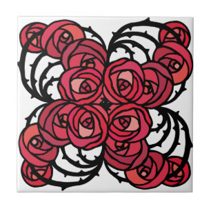Art Nouveau Floral, vermelho e rosa preto, design