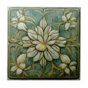 Art Nouveau Flores do Pastel Azul
