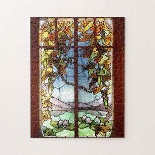 Art Nouveau Flores Waterlily Quebra-cabeça de Vidr