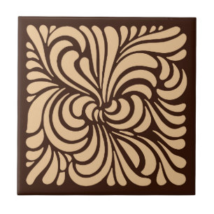 Art Nouveau Folhas Estilizadas, Tan e Brown Escuro