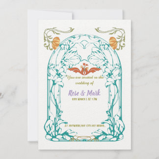 Art nouveau foliage convite para casamento