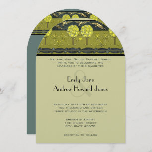 Art Nouveau Forest Vintage Bird Convites de casame