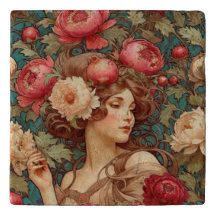 Art Nouveau Fruta Floral Trivet
