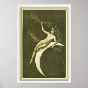Art Nouveau Girl no Moon Poster 13 x 19