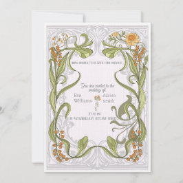 Art nouveau inspirou convite para o casamento