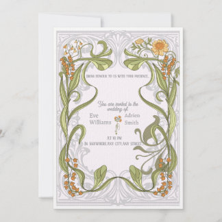 Art nouveau inspirou convite para o casamento