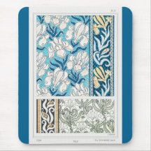 Art nouveau iris lily floral art mouse pad