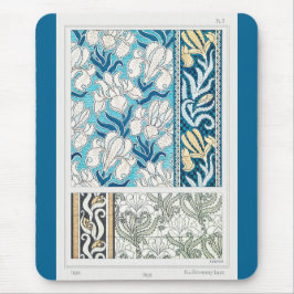 Art nouveau iris lily floral art mouse pad