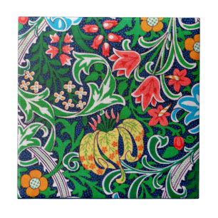 Art Nouveau Jacobeano Floral, Verde Esmeralda