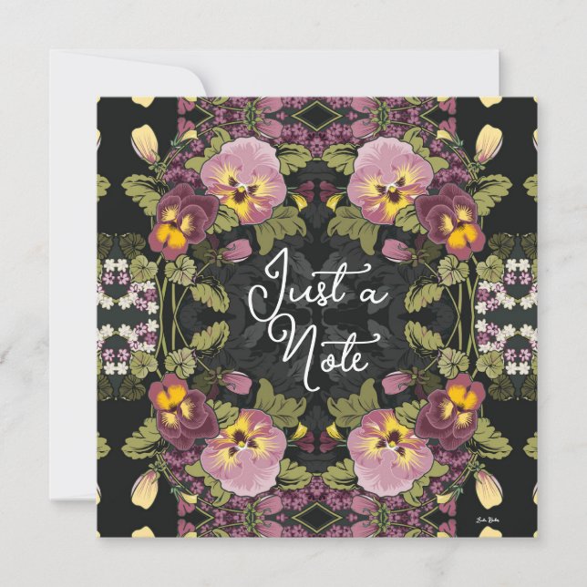 Art Nouveau Jardim de Pansies Vintage Plat Card (Frente)