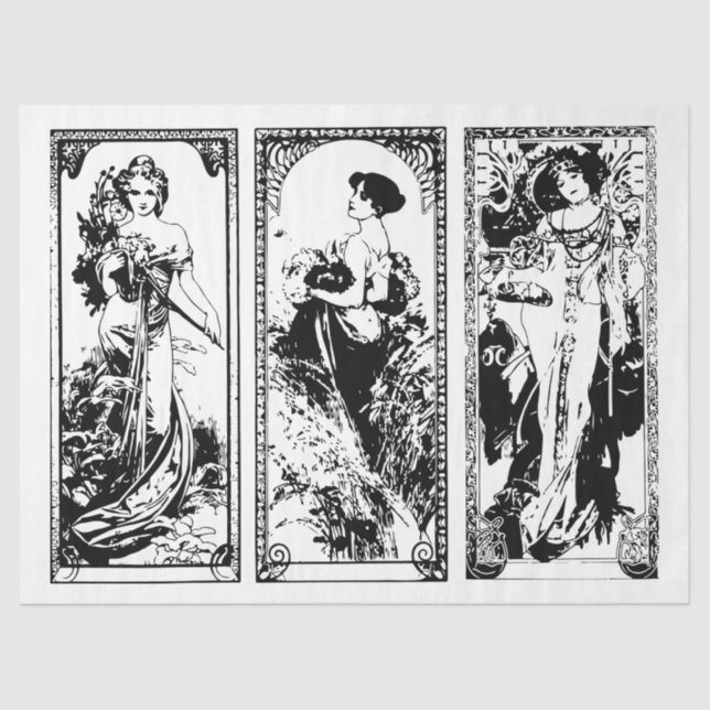 Art Nouveau Lady 24 Papel Tecido de Decoupage (Frente )