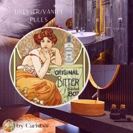 Art Nouveau Lady with Bitters Bottle