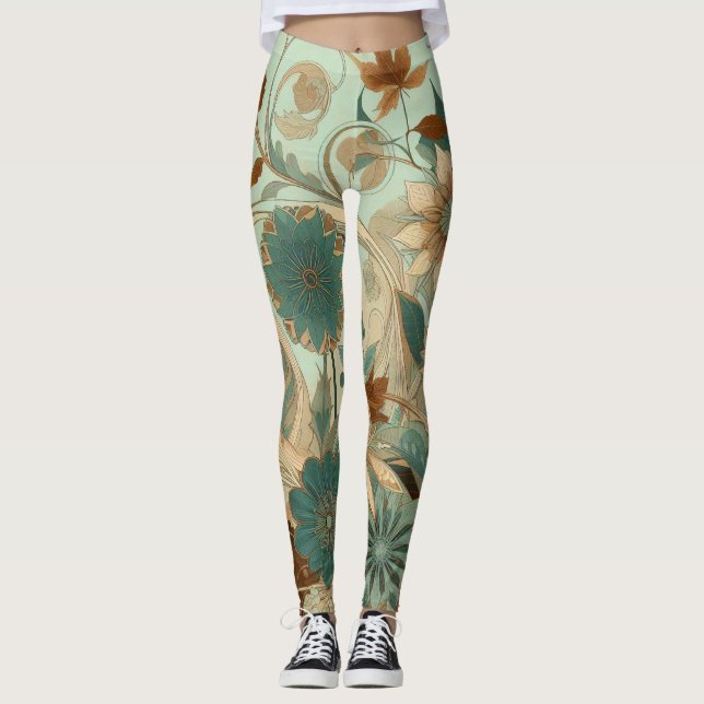 Art Nouveau Leggings Florais (Frente)
