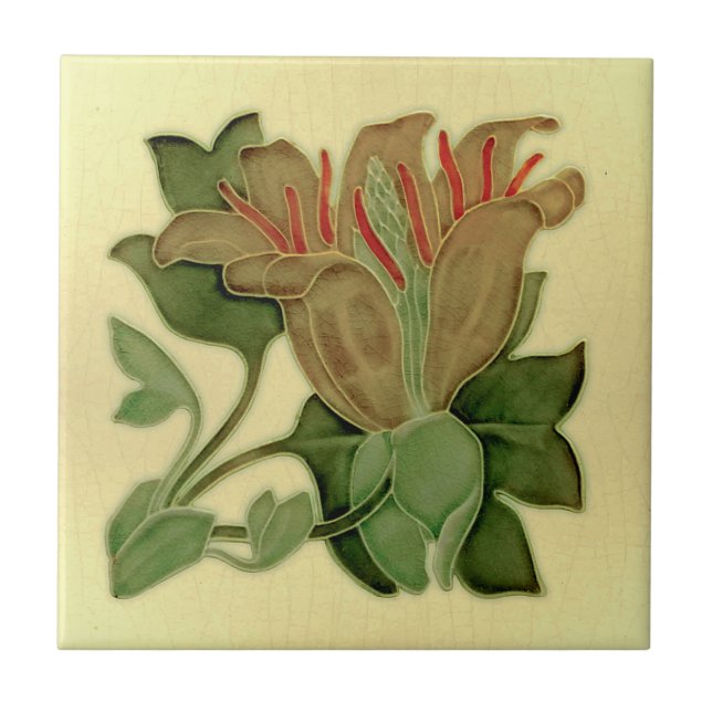 Art Nouveau Lily Antique Pilkington Repro (Frente)