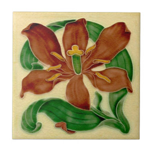 Art Nouveau Lily Antique Pilkington Repro