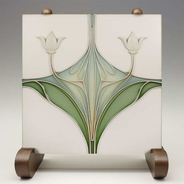 Art Nouveau Lily Elegance Azulejo cerâmico (Criador carregado)