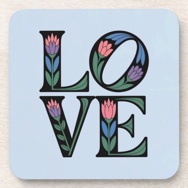 Art Nouveau LOVE Porta copos Set (Frente)