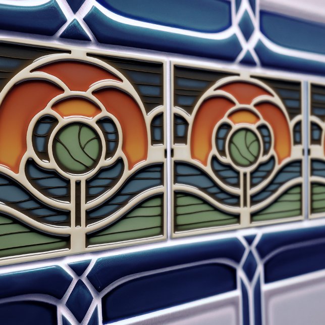 Art Nouveau Mackintosh Rose Ceramic Tile (Criador carregado)