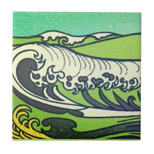 Art Nouveau Mar Verde Ondas 1