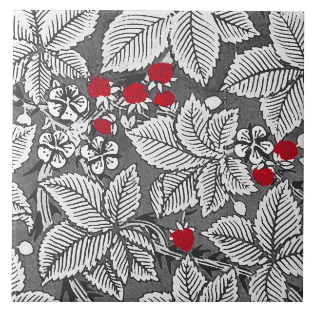 Art Nouveau Morangos e Folhas, Cinzas de Prata (Frente)